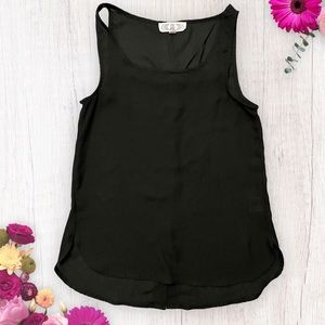 Pink Rose Black Sleeveless Sheer Open Back Tank NWOT